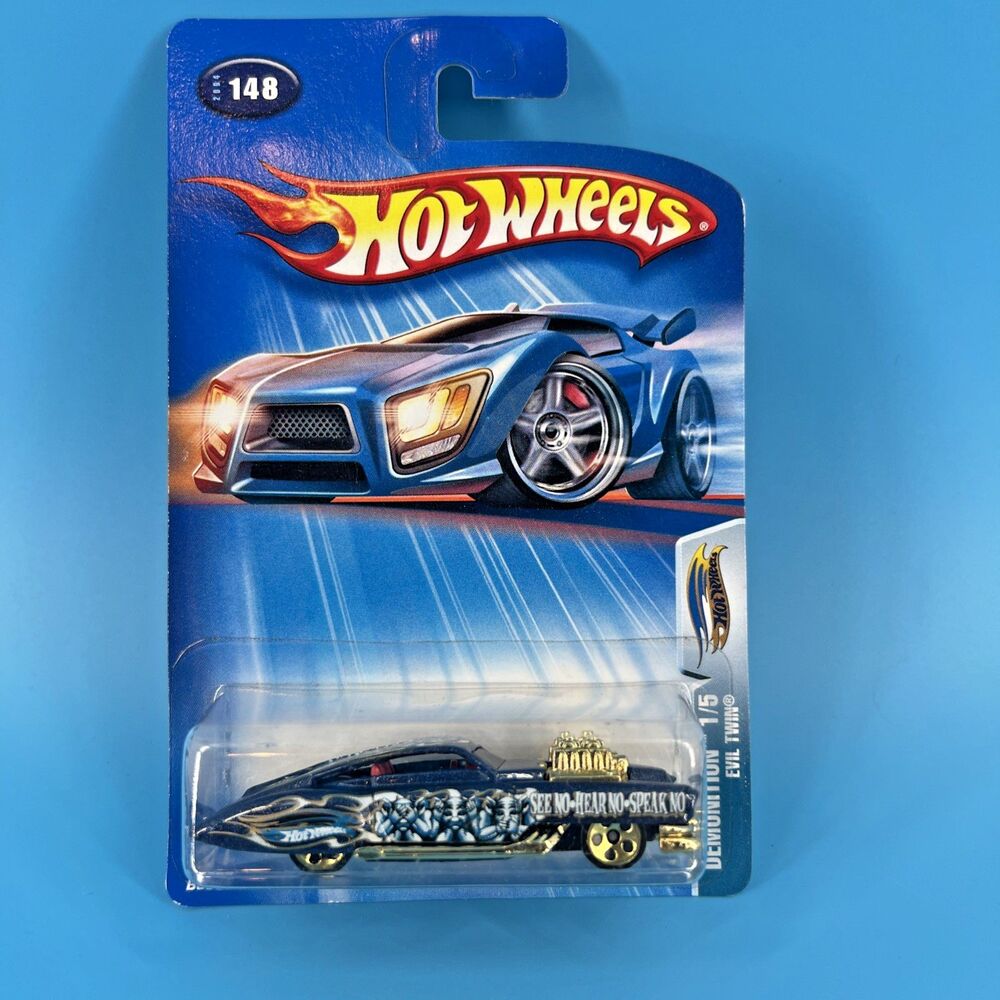 2004 Hot Wheels #148 Demonition 1/5 EVIL TWIN Dark Blue w/Gold